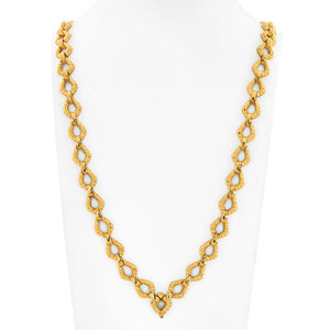 David Webb Platinum & 18K Yellow Gold 31 Inches Textured Link Chain Necklace