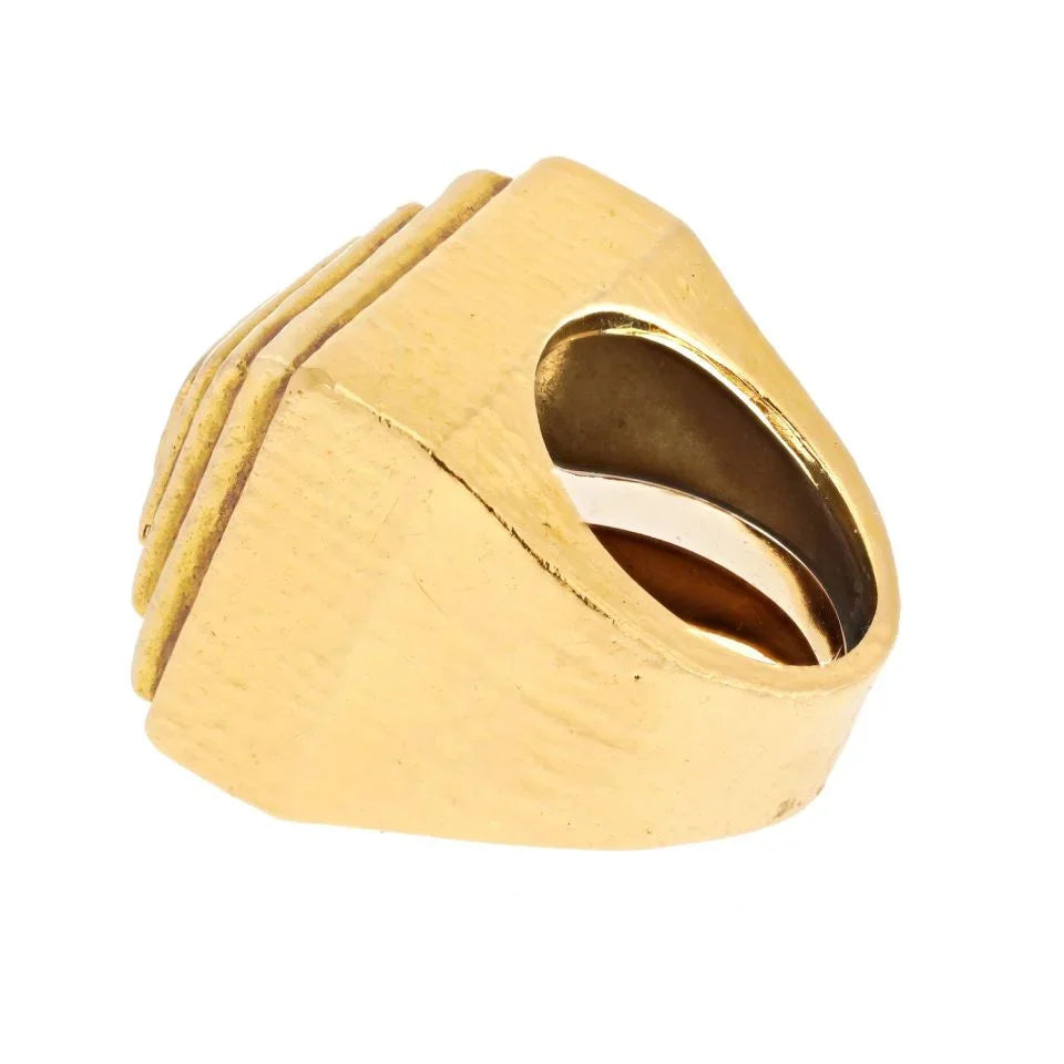 David Webb Platinum & 18K Yellow Gold Ancient Pyramid Right Hand Ring - The Back Vault