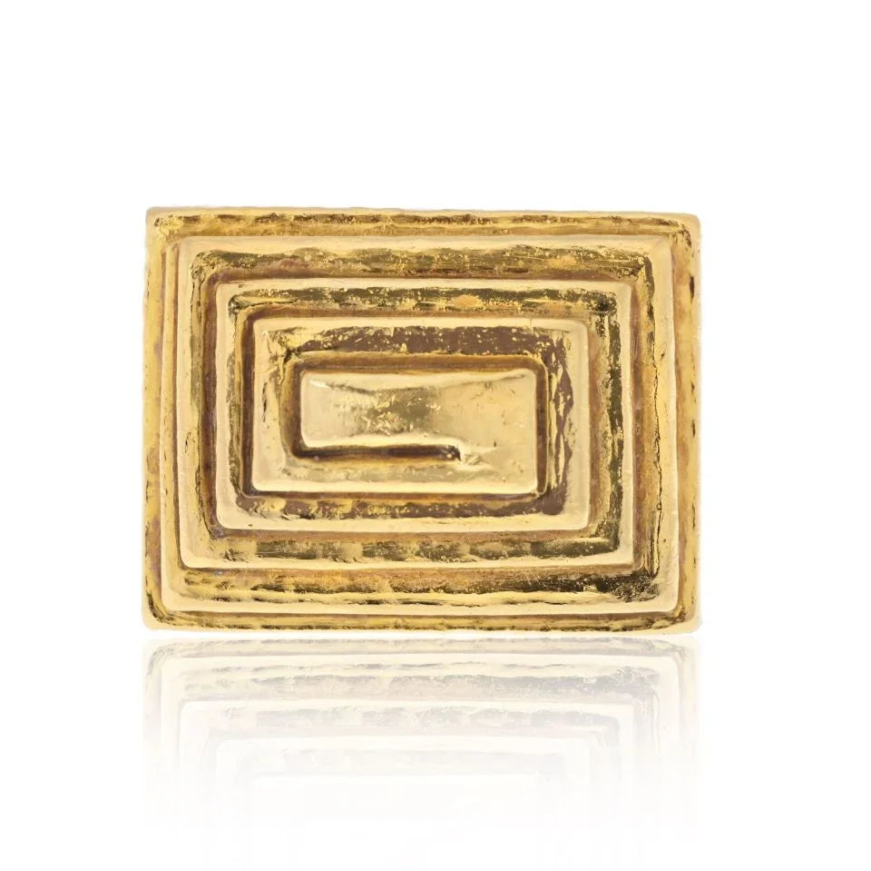 David Webb Platinum & 18K Yellow Gold Ancient Pyramid Right Hand Ring - The Back Vault