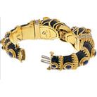 David Webb Platinum & 18K Yellow Gold Double Lion Black Enamel Sapphire Eyes Diamonds Bracelet - The Back Vault