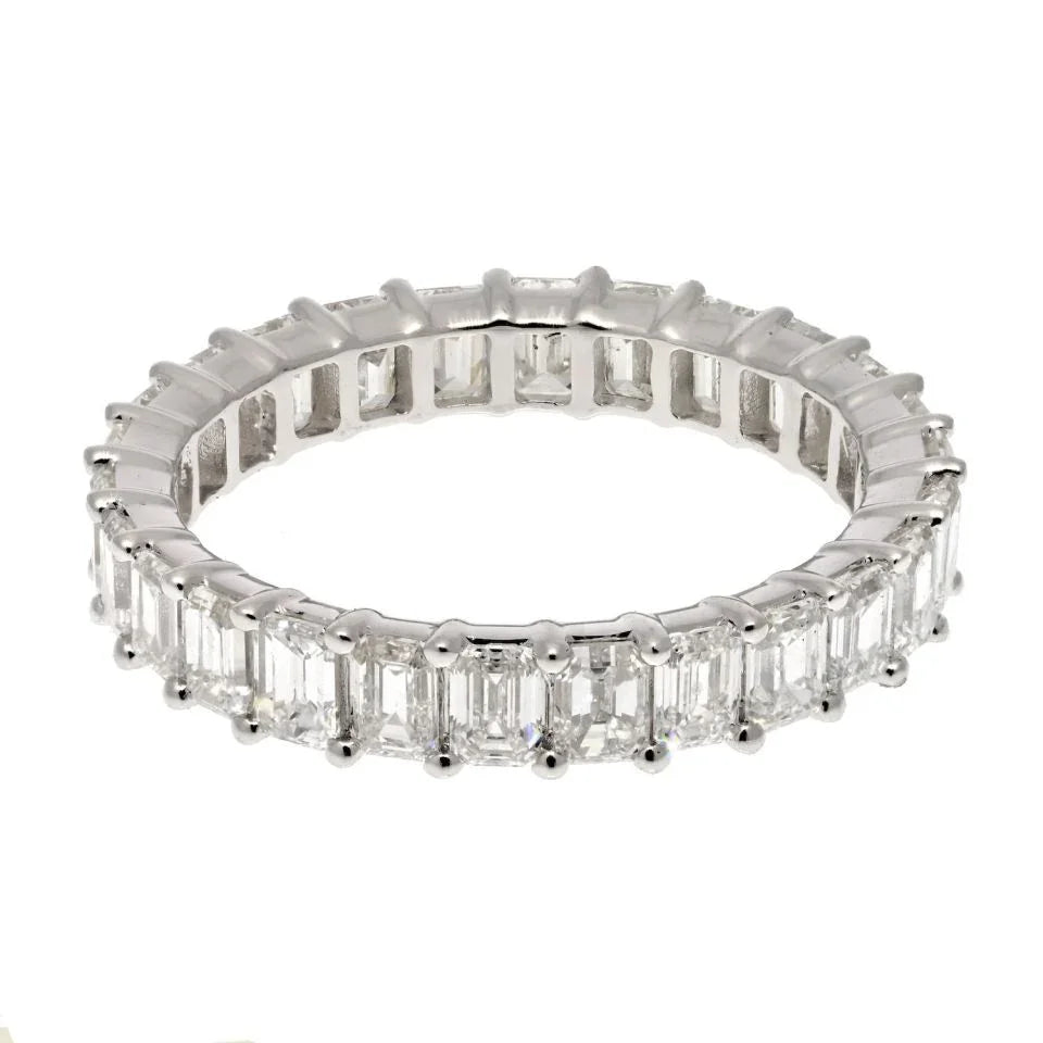 14K White Gold 3.50cttw Emerald Cut Diamond Eternity Band - The Back Vault