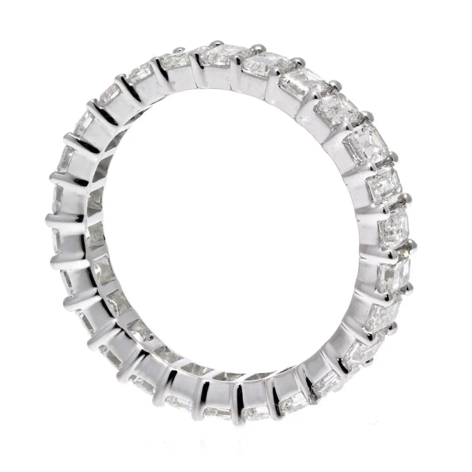 14K White Gold 3.50cttw Emerald Cut Diamond Eternity Band - The Back Vault