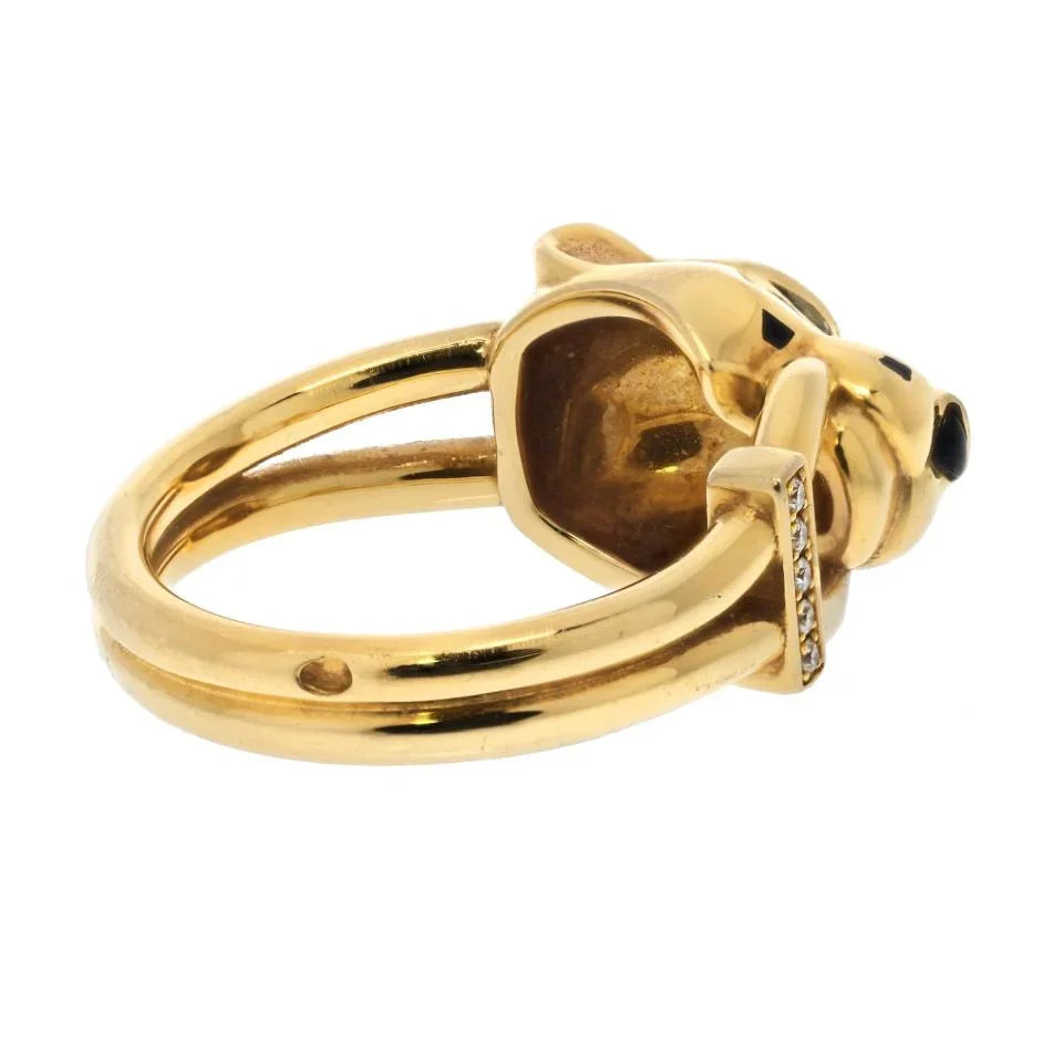 Cartier 18K Yellow Gold Panthere Black Lacquer Ring - The Back Vault