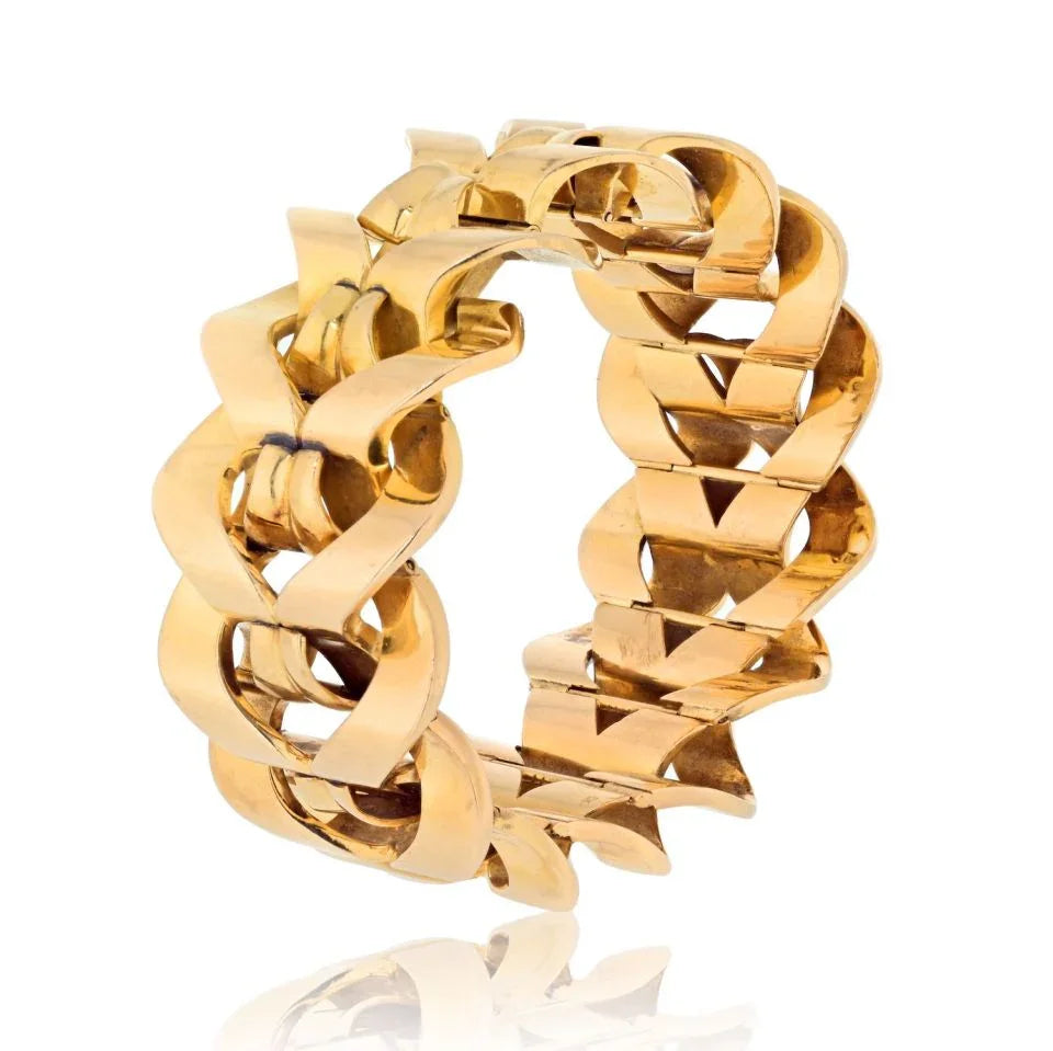 Bvlgari 18K Rose Gold Heavy Link Weave Bracelet - The Back Vault