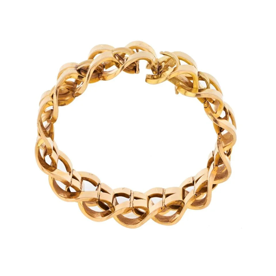 Bvlgari 18K Rose Gold Heavy Link Weave Bracelet - The Back Vault