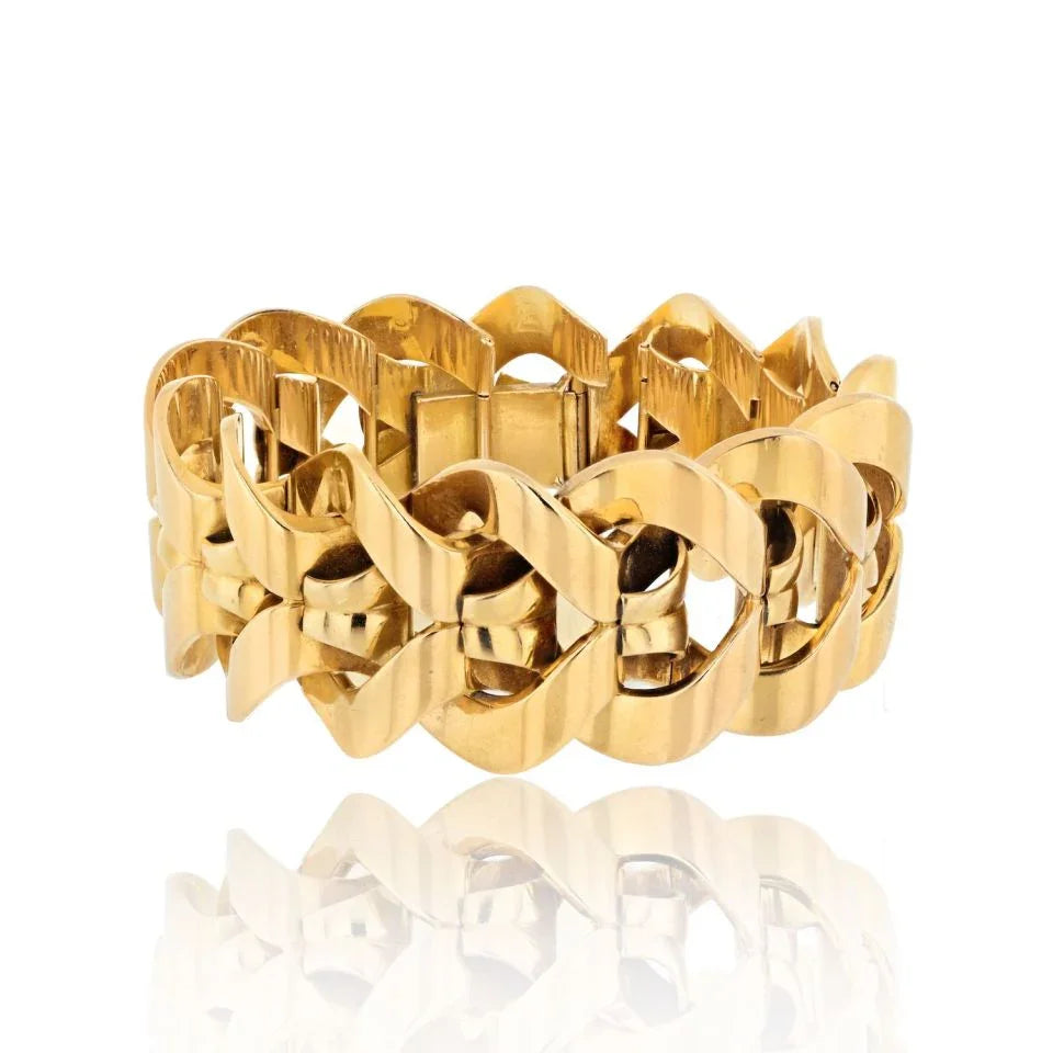 Bvlgari 18K Rose Gold Heavy Link Weave Bracelet - The Back Vault