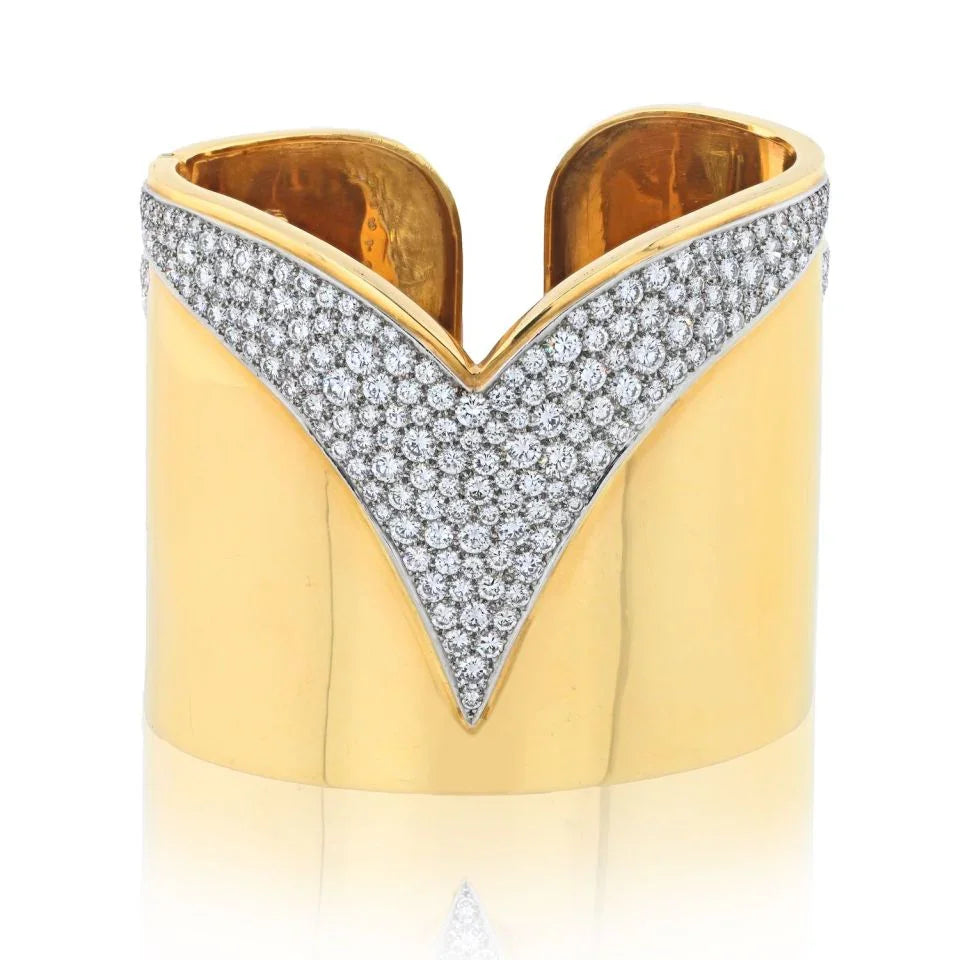 Cartier Platinum & 18K Yellow Gold 5.75cttw Diamond Cuff Bracelet - The Back Vault