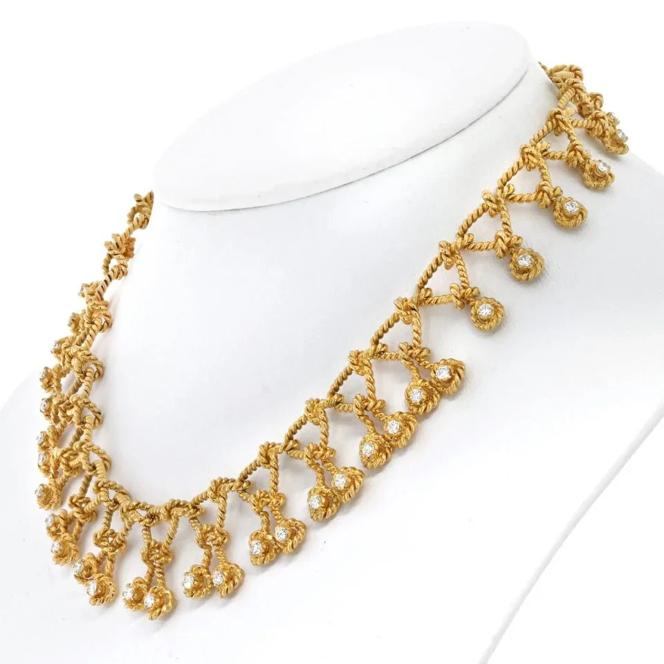 Verdura Platinum & 18K Yellow Gold Regatta Diamond Twist Rope Necklace - The Back Vault
