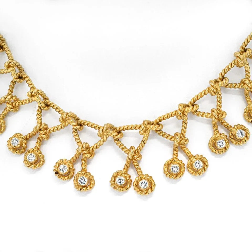 Verdura Platinum & 18K Yellow Gold Regatta Diamond Twist Rope Necklace - The Back Vault