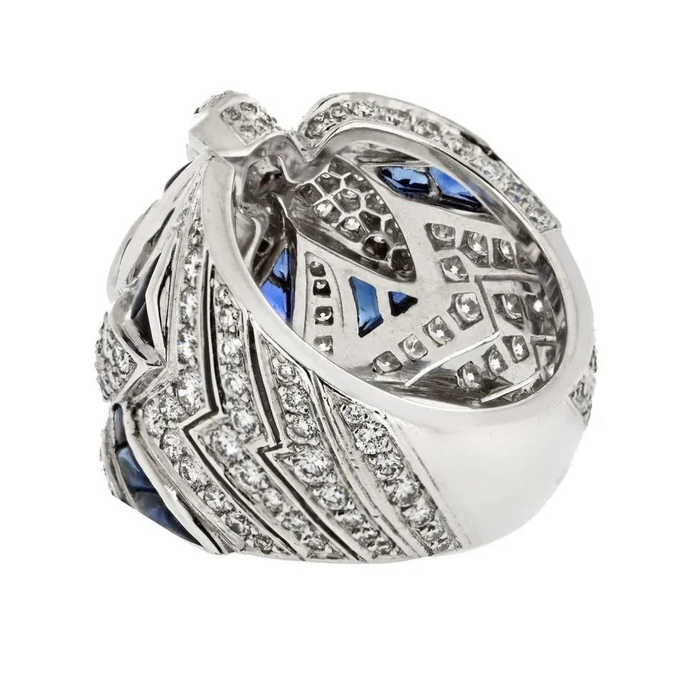 Cartier 18K White Gold Diamond And Sapphire Dove Ring - The Back Vault