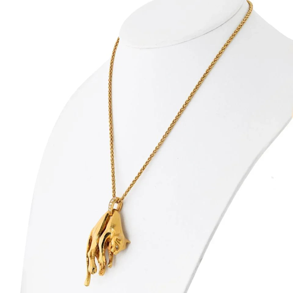 Cartier Platinum & 18K Yellow Gold Hanging Panthere Necklace - The Back Vault