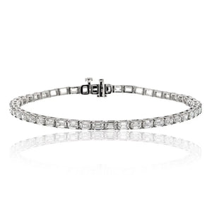 Tennis 18K White Gold 7.35cttw Emerald Cut Diamond One Line Bracelet