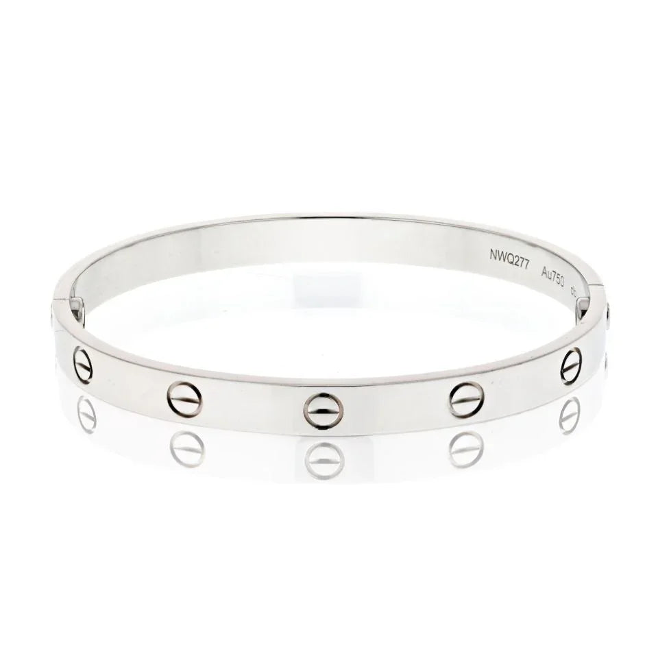 Cartier Love 18K White Gold Love Size 18 Bracelet - The Back Vault