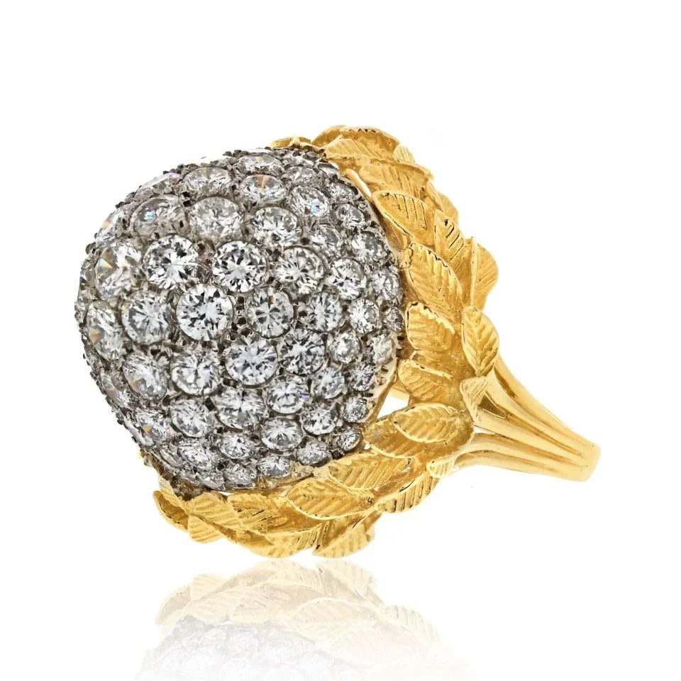 18K Yellow Gold Bombe 10.00cttw Diamond Ring - The Back Vault
