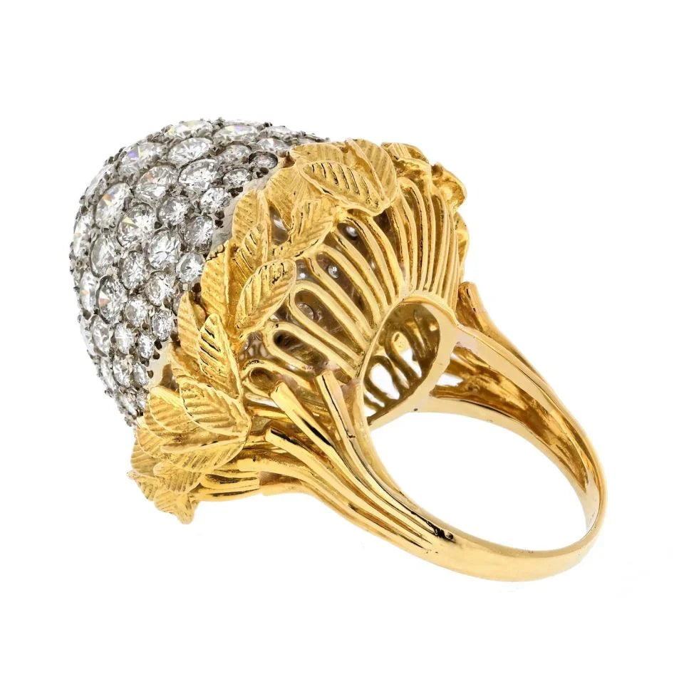 18K Yellow Gold Bombe 10.00cttw Diamond Ring - The Back Vault