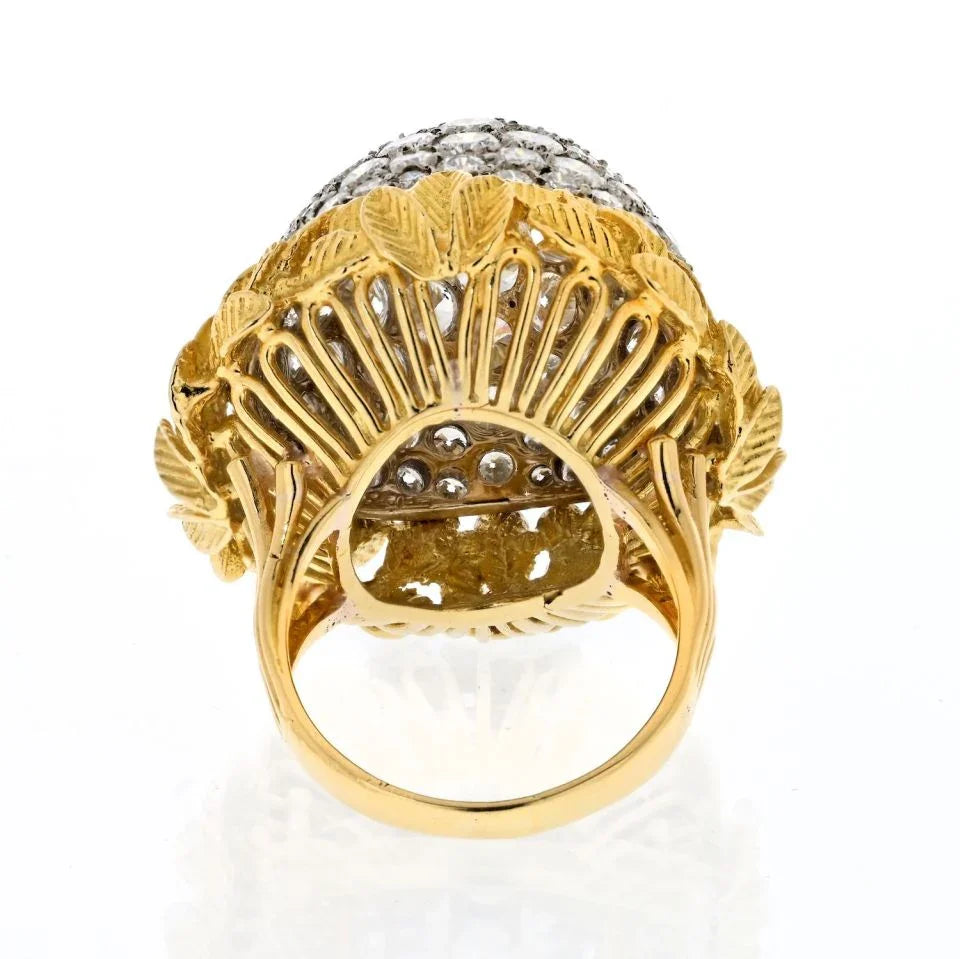 18K Yellow Gold Bombe 10.00cttw Diamond Ring - The Back Vault