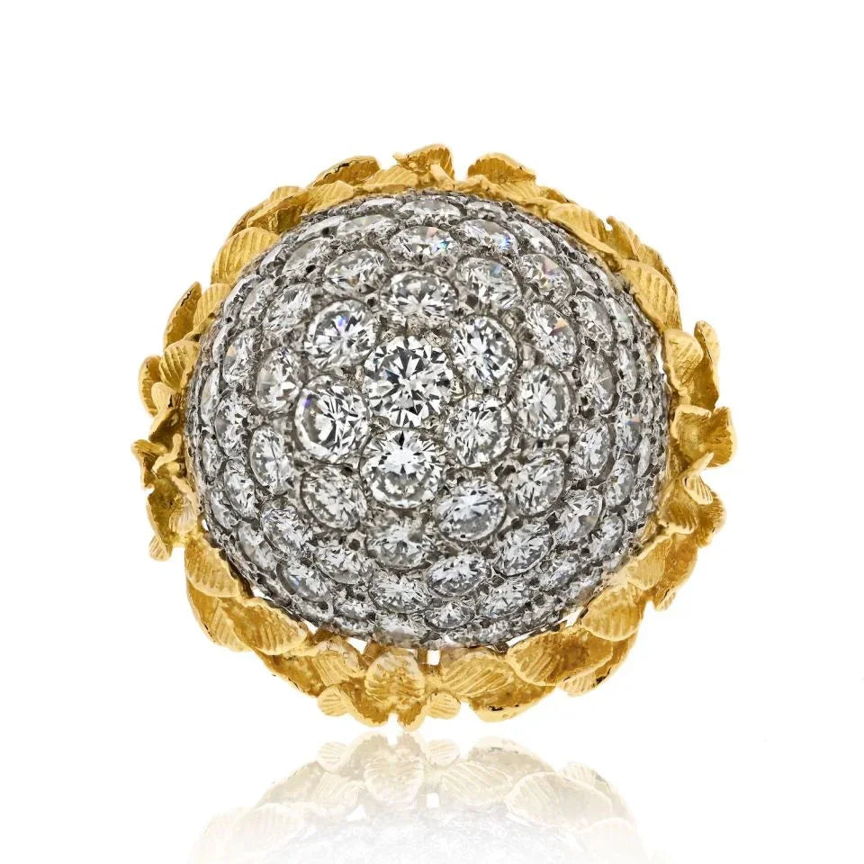 18K Yellow Gold Bombe 10.00cttw Diamond Ring - The Back Vault