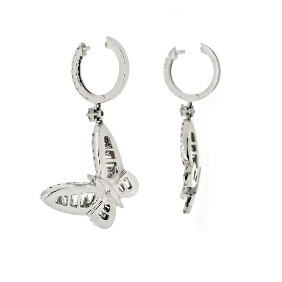 18K White Gold 3.50cttw Diamond Butterfly Earrings - The Back Vault