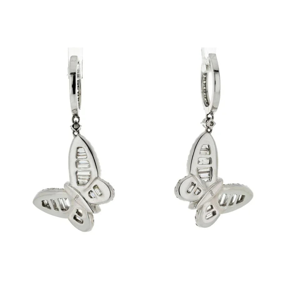 18K White Gold 3.50cttw Diamond Butterfly Earrings - The Back Vault