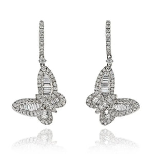 18K White Gold 3.50cttw Diamond Butterfly Earrings