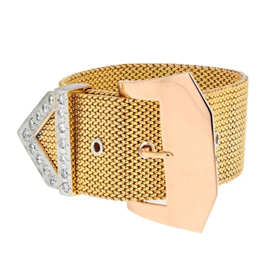 Roberto Coin 18K Yellow Gold Diamond Belt Buckle Bracelet - The Back Vault