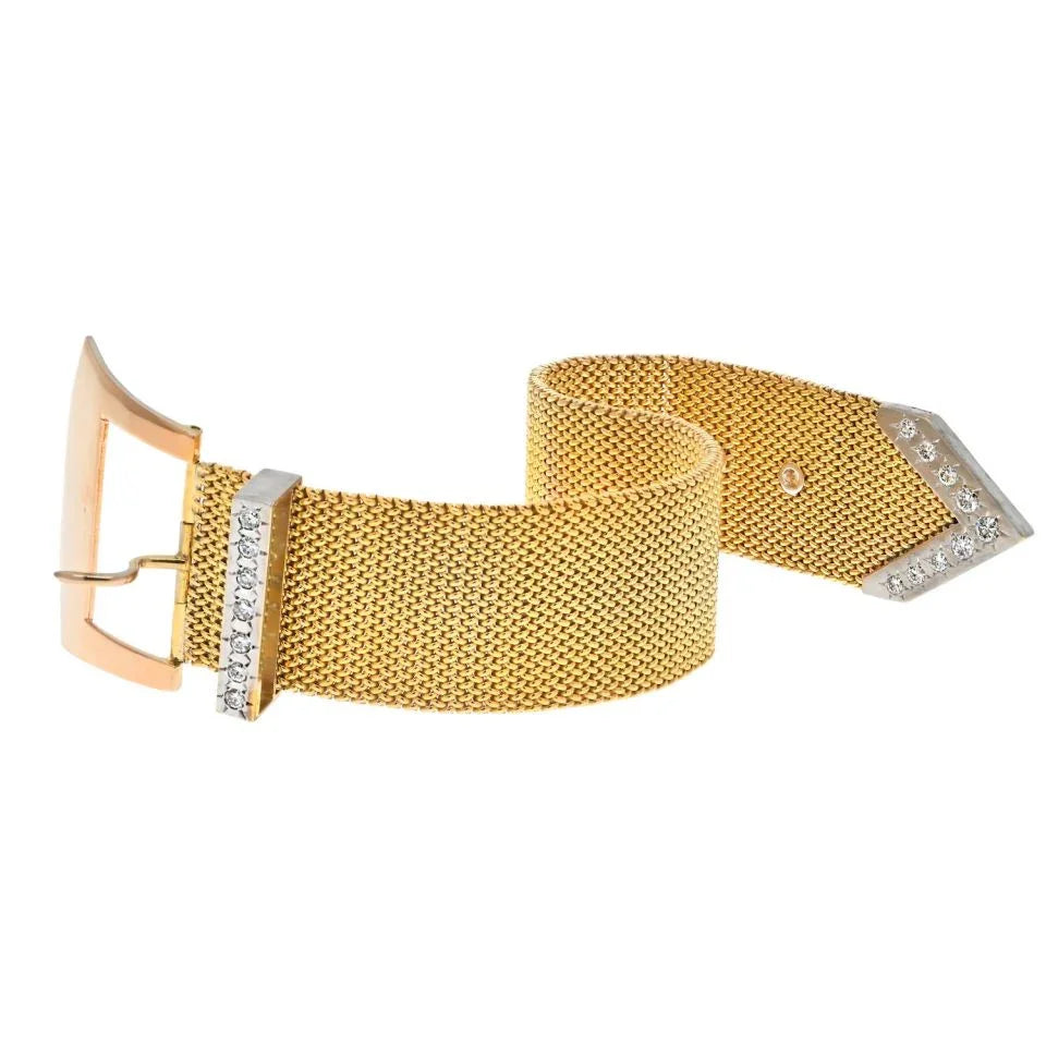 Roberto Coin 18K Yellow Gold Diamond Belt Buckle Bracelet - The Back Vault