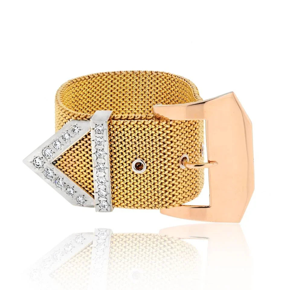 Roberto Coin 18K Yellow Gold Diamond Belt Buckle Bracelet - The Back Vault