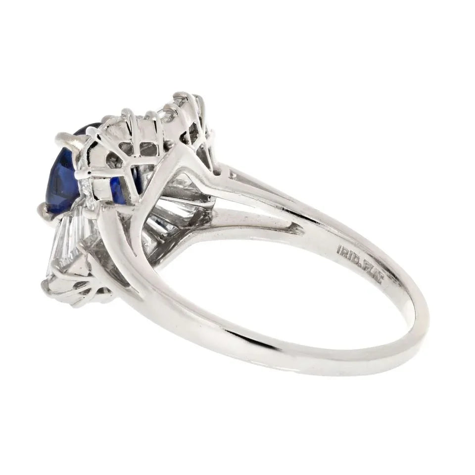 Oscar Heyman Platinum 1.99ct Cushion Cut Sapphire And Diamond Ballerina Ring - The Back Vault