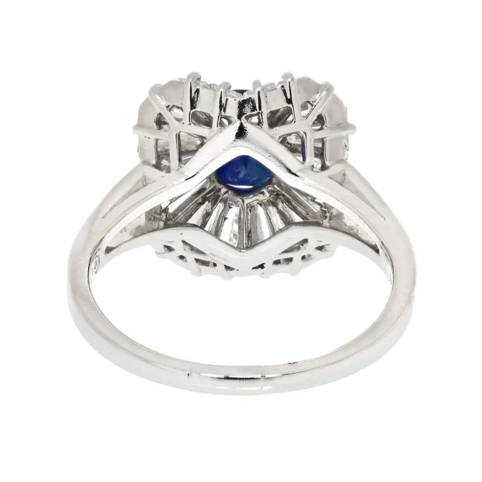 Oscar Heyman Platinum 1.99ct Cushion Cut Sapphire And Diamond Ballerina Ring - The Back Vault