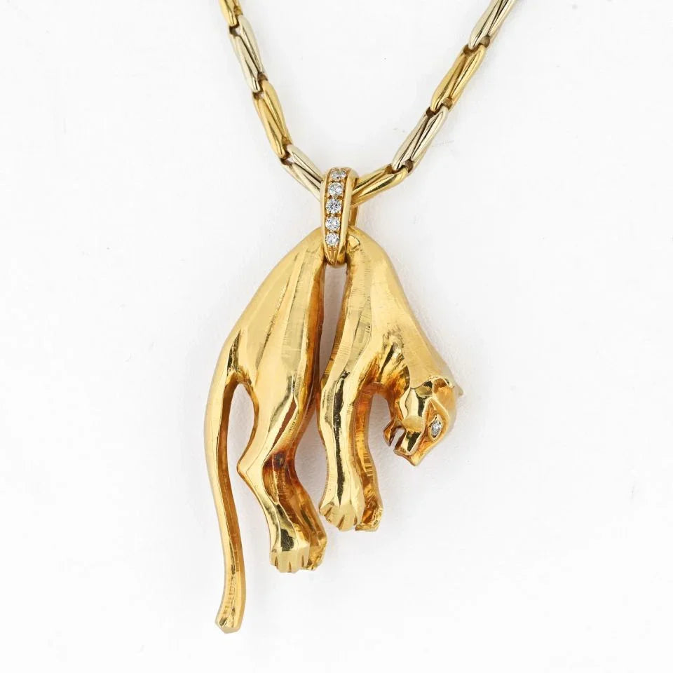 Cartier 18K Yellow Gold Iconic Hanging Panthere Necklace - The Back Vault