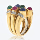 David Webb Platinum & 18K Yellow Gold Multigem Sapphire, Ruby, Emerald And Diamond Cocktail Ring - The Back Vault