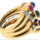 David Webb Platinum & 18K Yellow Gold Multigem Sapphire, Ruby, Emerald And Diamond Cocktail Ring - The Back Vault