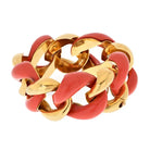 Seaman Schepps 18K Yellow Gold Coral And High Polished Wide Open Link Bracelet - The Back Vault