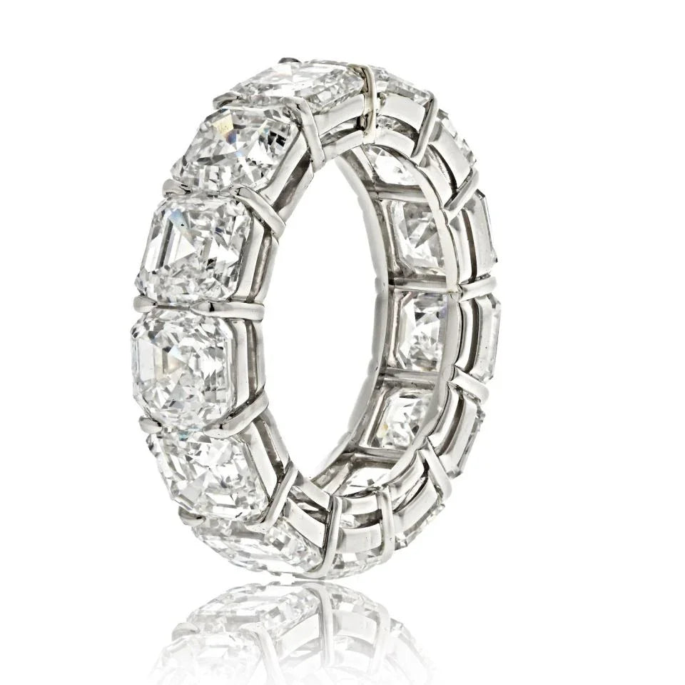 Platinum 13.32cttw GIA Certified Asscher Cut Diamond Eternity Band - The Back Vault