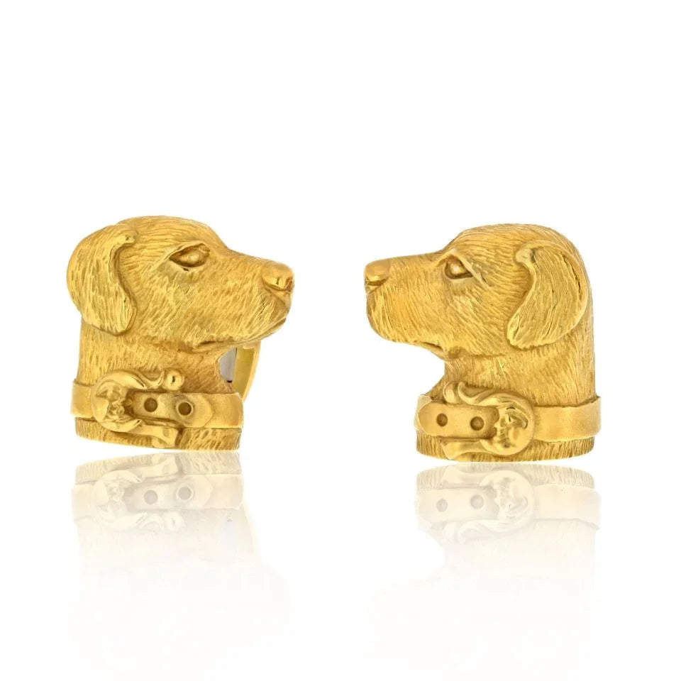 Kieselstein Cord 18K Yellow Gold 1989 Labrador Dog Cuff Links - The Back Vault