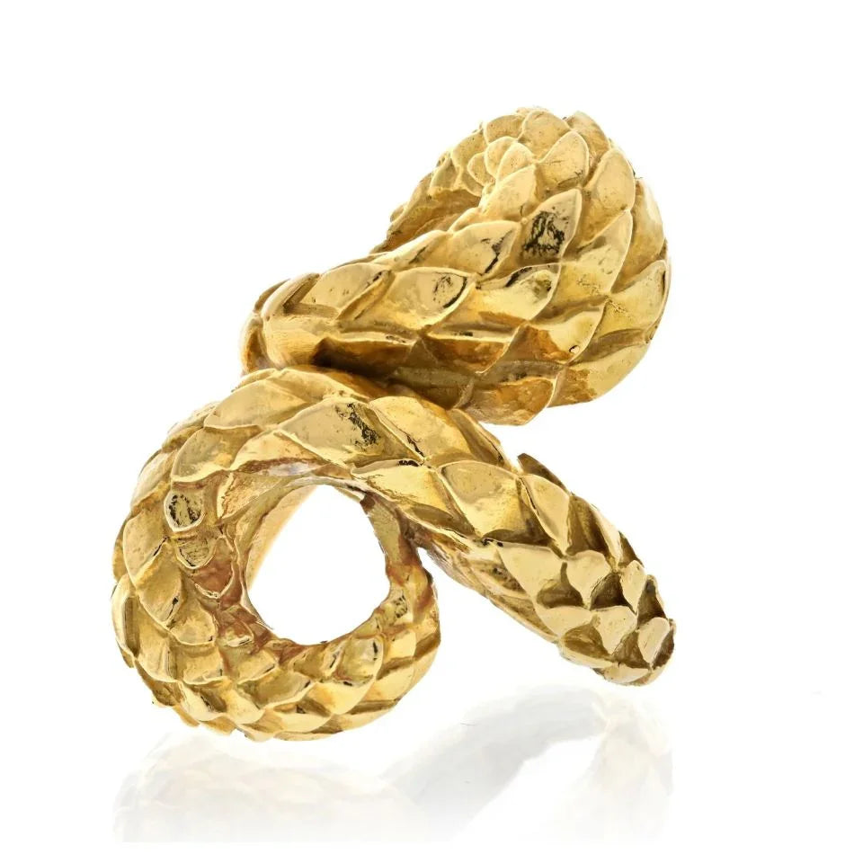 David Webb Platinum & 18K Yellow Gold Twisted Scales Ring - The Back Vault