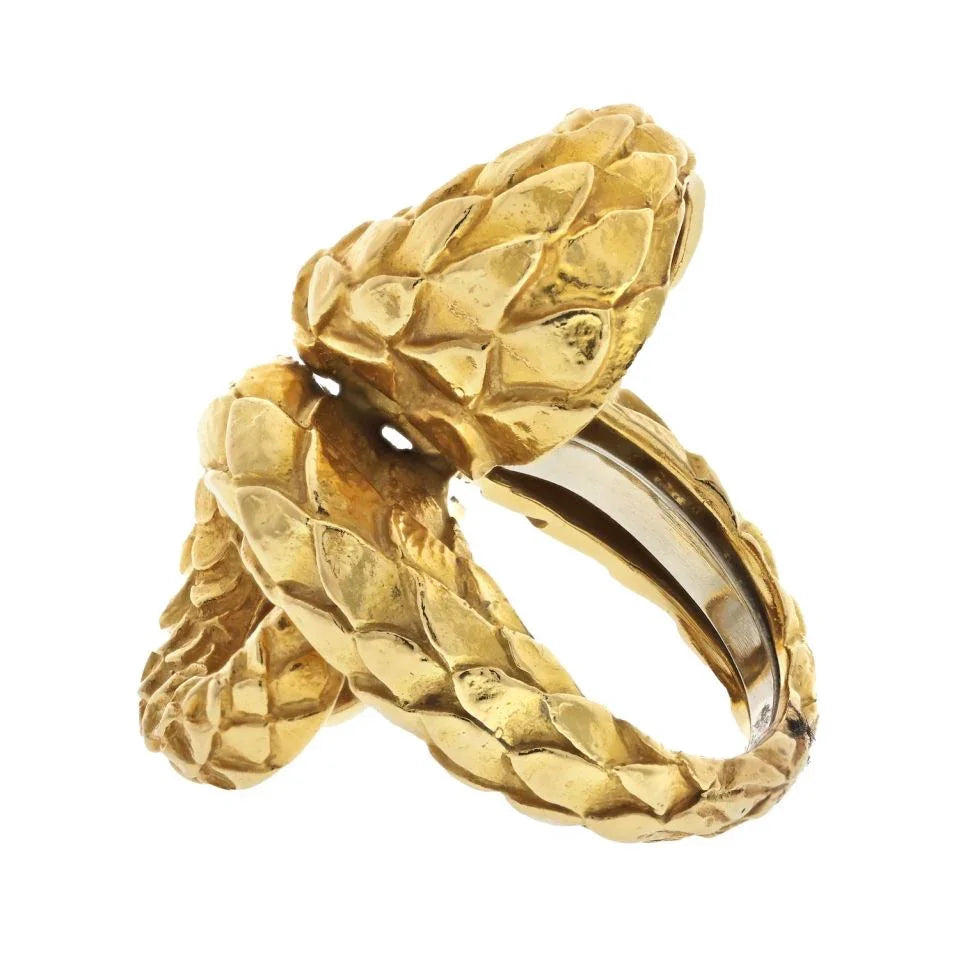 David Webb Platinum & 18K Yellow Gold Twisted Scales Ring - The Back Vault