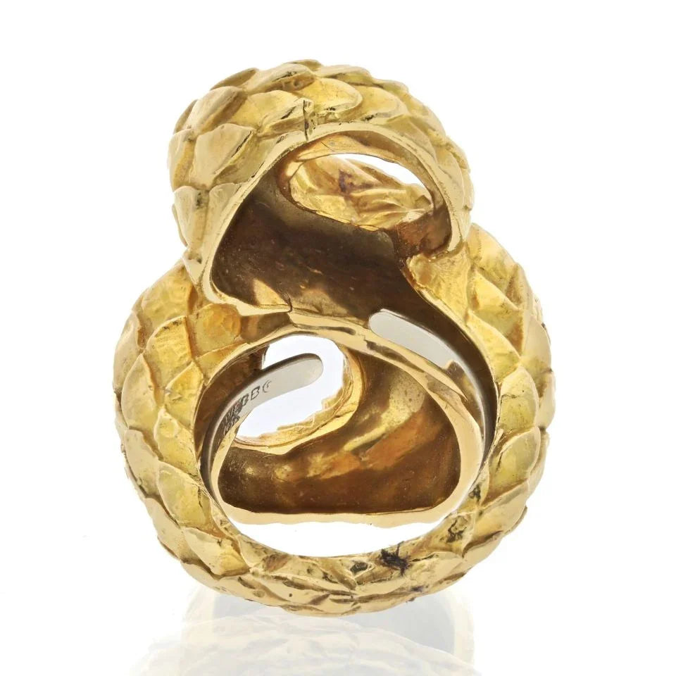 David Webb Platinum & 18K Yellow Gold Twisted Scales Ring - The Back Vault