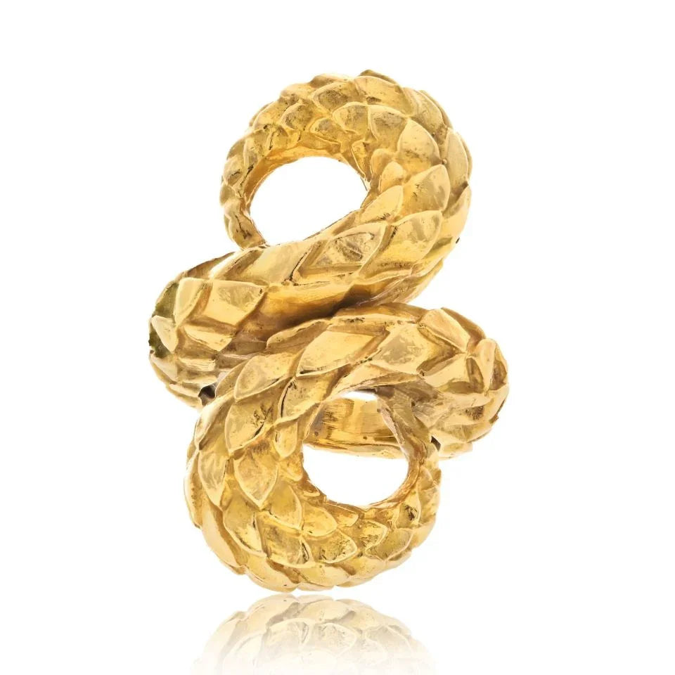 David Webb Platinum & 18K Yellow Gold Twisted Scales Ring - The Back Vault