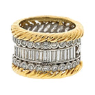 Platinum & 18K Yellow Gold 7.00cttw Multi Row Diamond Wide Cocktail Ring - The Back Vault