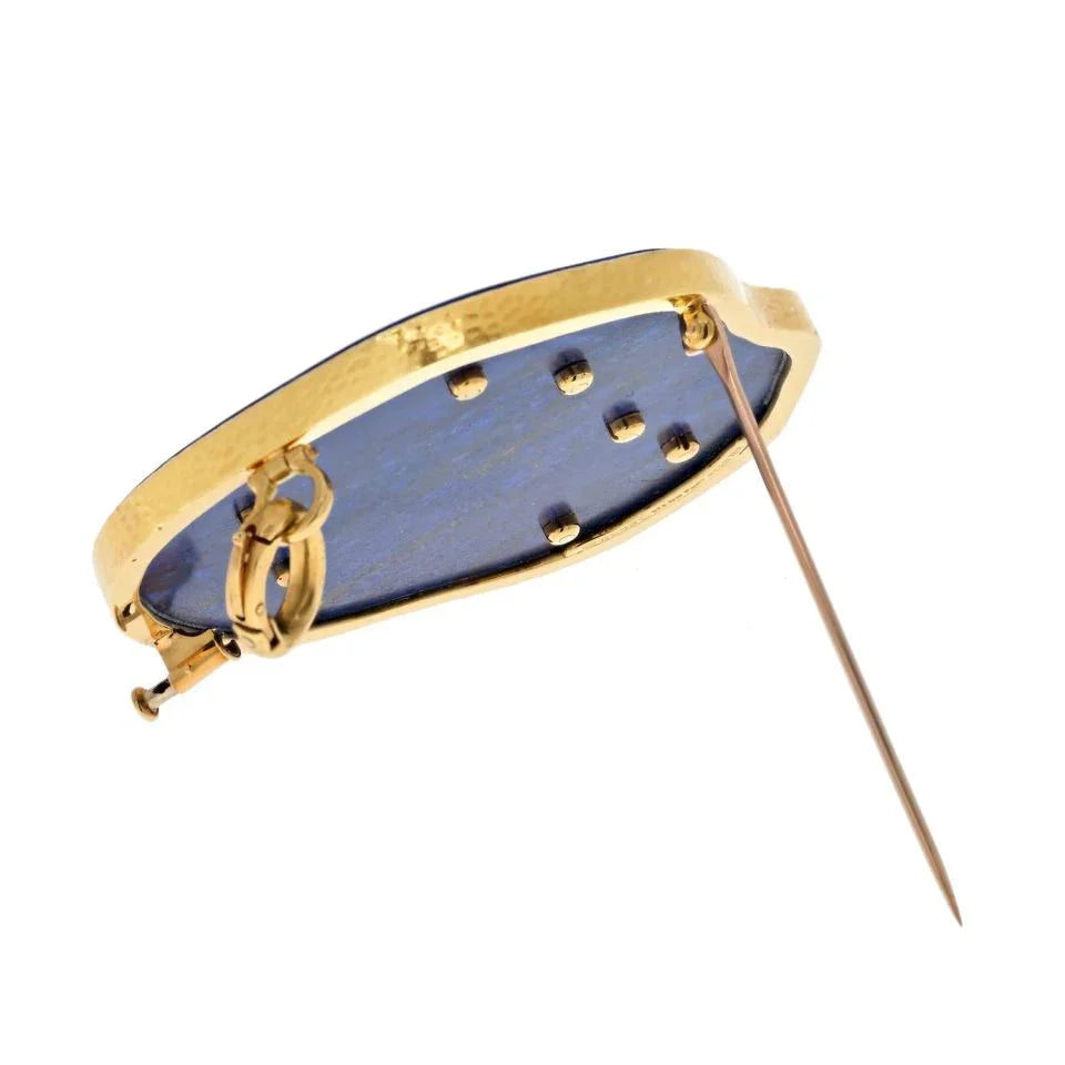 David Webb Platinum & 18K Yellow Gold Lapis And Diamond Airplane Brooch - The Back Vault
