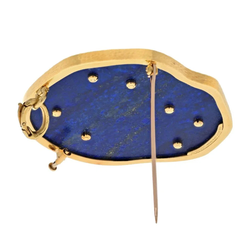 David Webb Platinum & 18K Yellow Gold Lapis And Diamond Airplane Brooch - The Back Vault