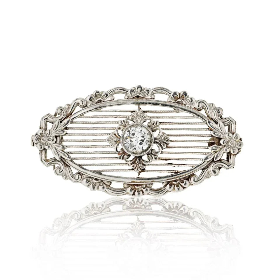 Antique Platinum Antique Diamond Brooch - The Back Vault