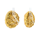 David Webb Platinum & 18K Yellow Gold Hammered Scrolled Clip Earrings - The Back Vault