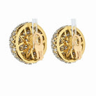 18K Yellow Gold 15 Carat Pave Diamond Dome Clip On Earrings - The Back Vault