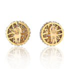18K Yellow Gold 15 Carat Pave Diamond Dome Clip On Earrings - The Back Vault