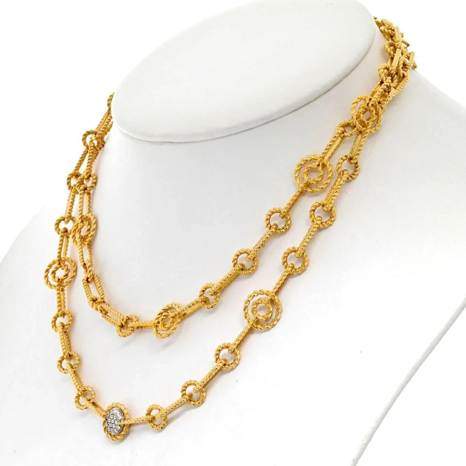 Roberto Coin 18K Yellow Gold 30 inches Long Twisted Link Necklace - The Back Vault
