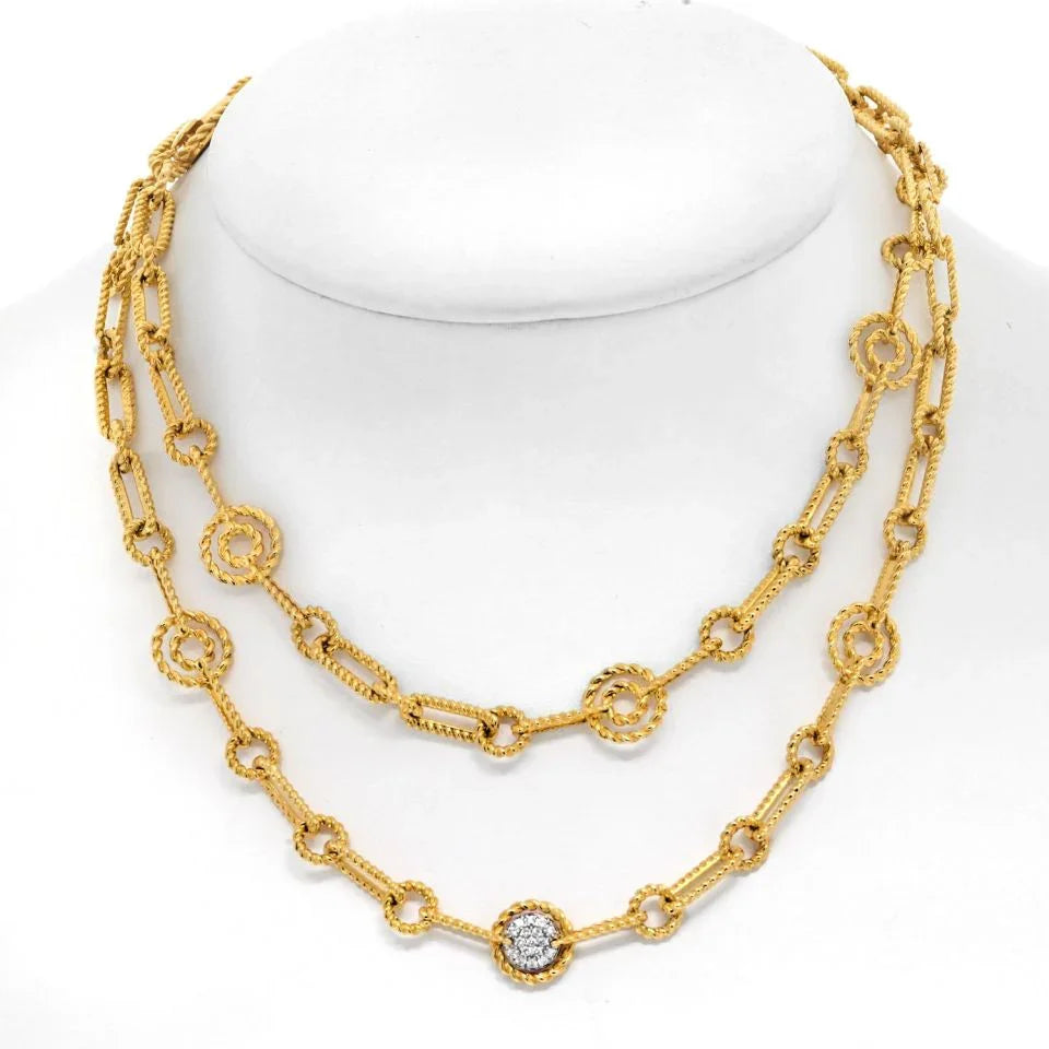 Roberto Coin 18K Yellow Gold 30 inches Long Twisted Link Necklace - The Back Vault