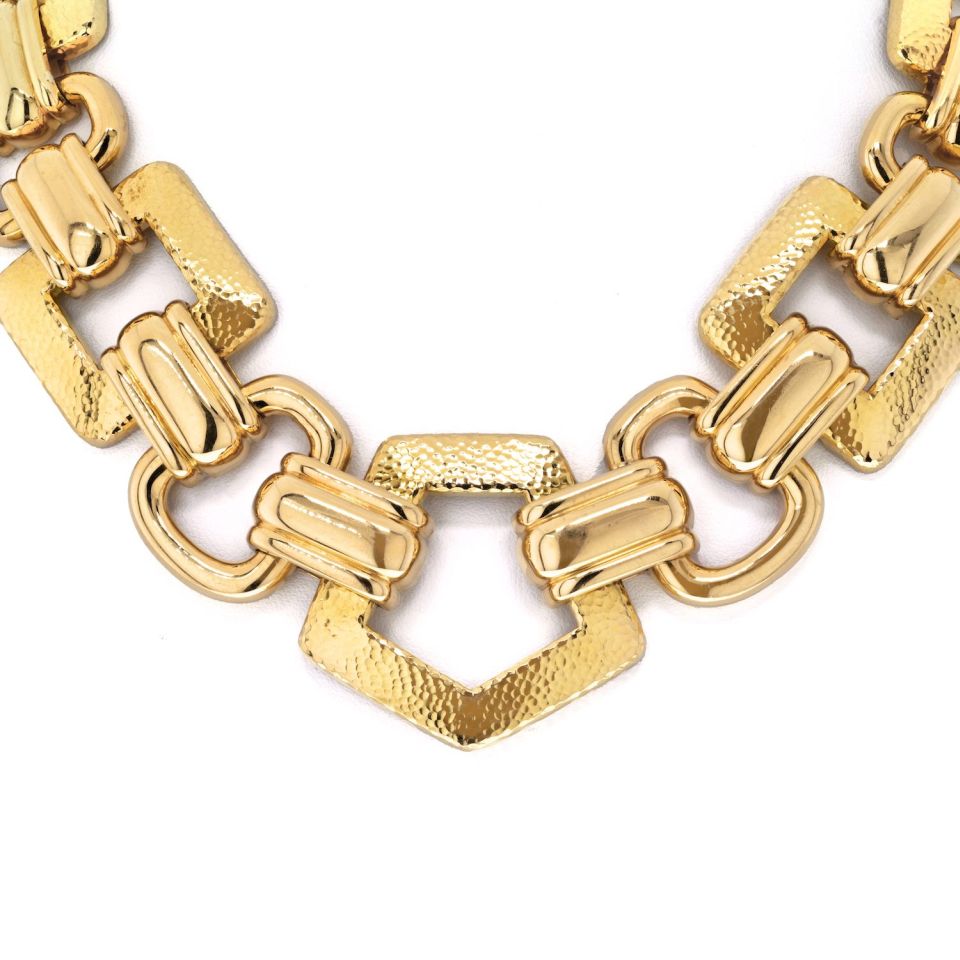 David Webb 18K Yellow Gold Large Open Link Ancient World Necklace