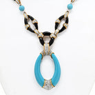 Kutchinsky Platinum & 18K Yellow Gold Turquoise Onyx And Diamond Necklace - The Back Vault